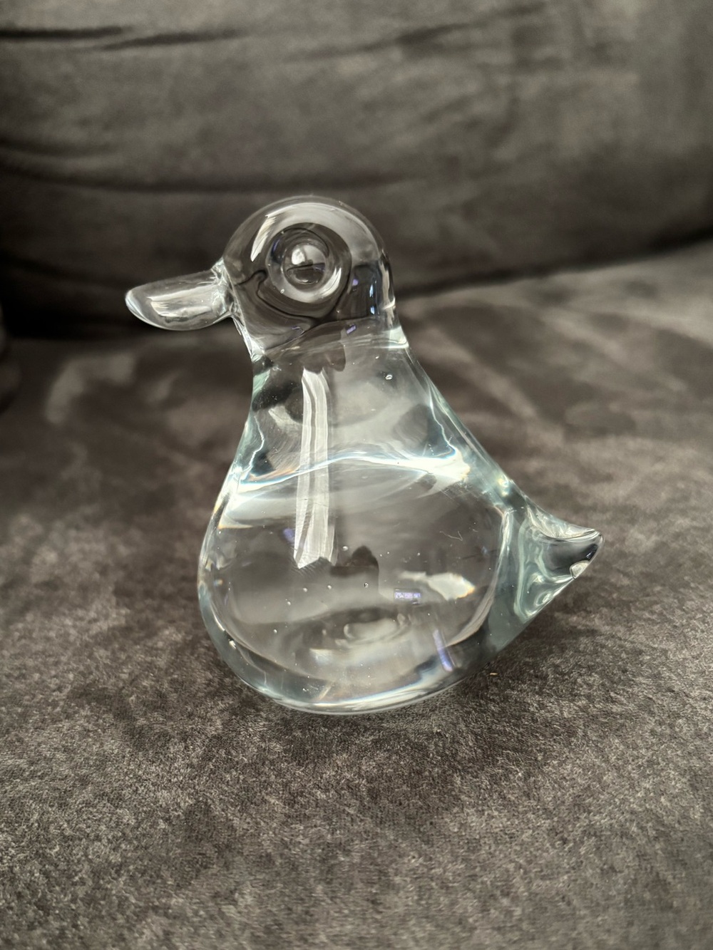 Vintage Clear Blown Glass Duck Figurine For Decor Or As Paperweight No Chips